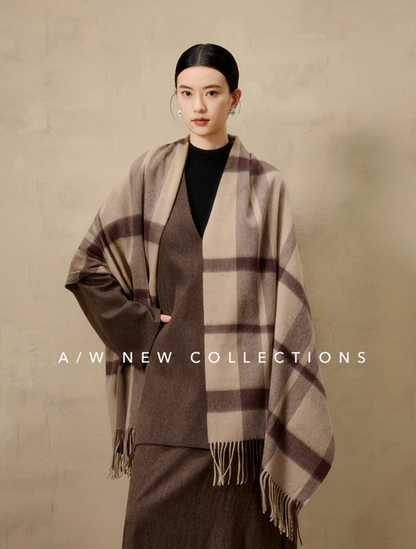 Prismatic Check Reversible Wool Scarf / Shawl