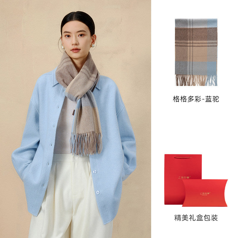 Prismatic Check Reversible Wool Scarf / Shawl