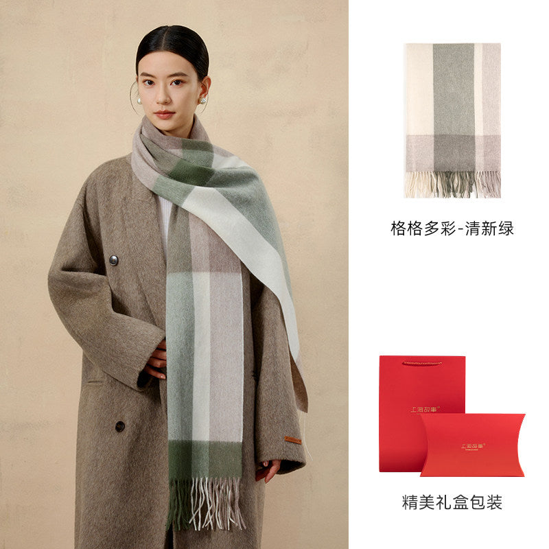 Prismatic Check Reversible Wool Scarf / Shawl