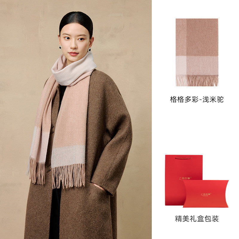 Prismatic Check Reversible Wool Scarf / Shawl