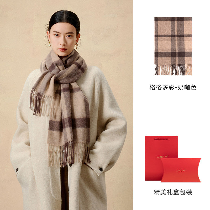Prismatic Check Reversible Wool Scarf / Shawl