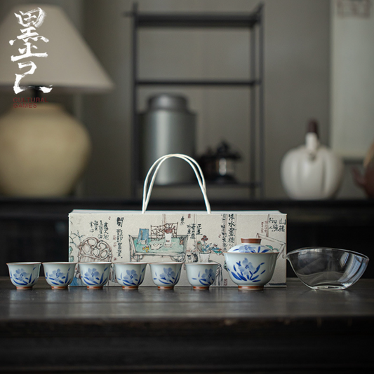 Qing Hua Lily Tea Set