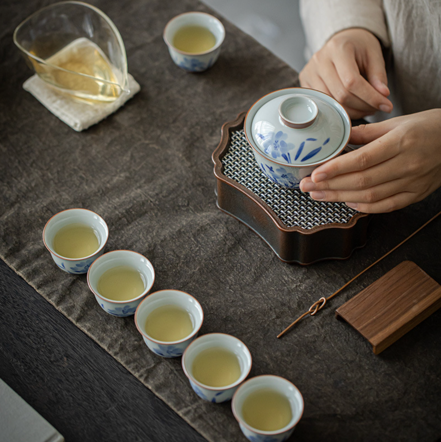 Qing Hua Lily Tea Set
