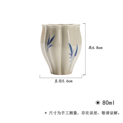 Qing Hua Bamboo Flower Mouth Tea Cup