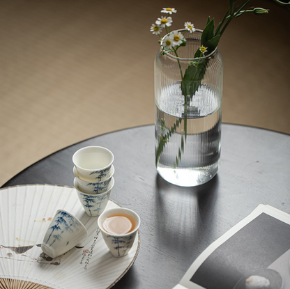 Qing Hua Youfang Porcelain Tea Cups