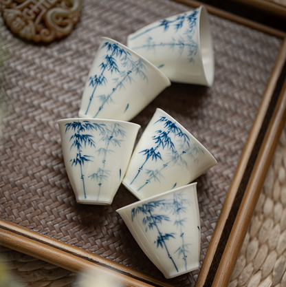 Qing Hua Youfang Porcelain Tea Cups