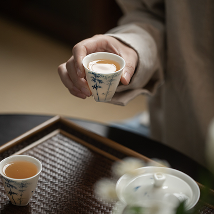 Qing Hua Youfang Porcelain Tea Cups