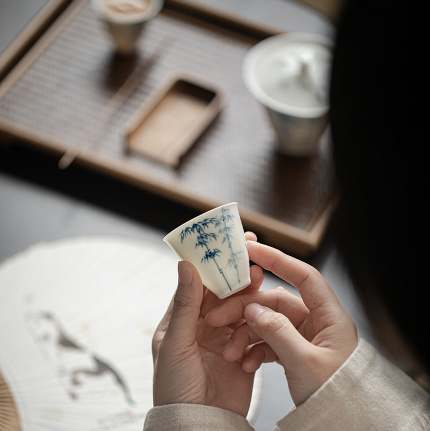 Qing Hua Youfang Porcelain Tea Cups