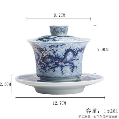 Qing Hua Dragon Sancai Tea Set