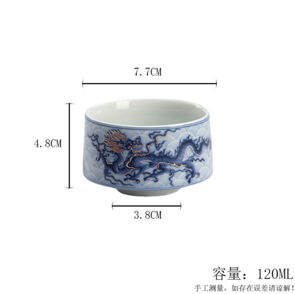 Qing Hua Dragon Sancai Tea Set