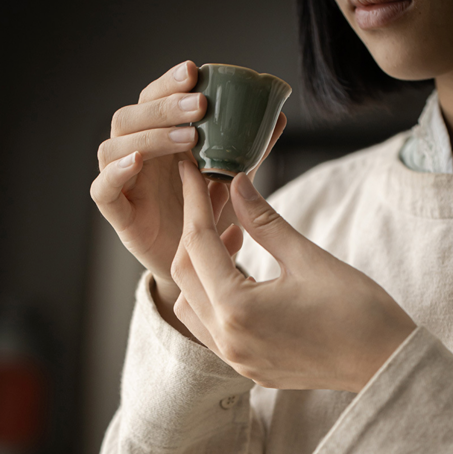 Yue Kiln Flower Mouth Short Tea Cup