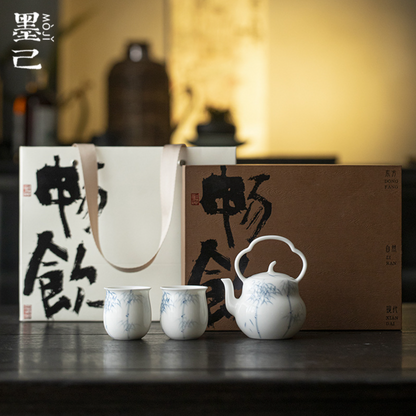 Qing Hua Bamboo 3-Piece Teapot Set