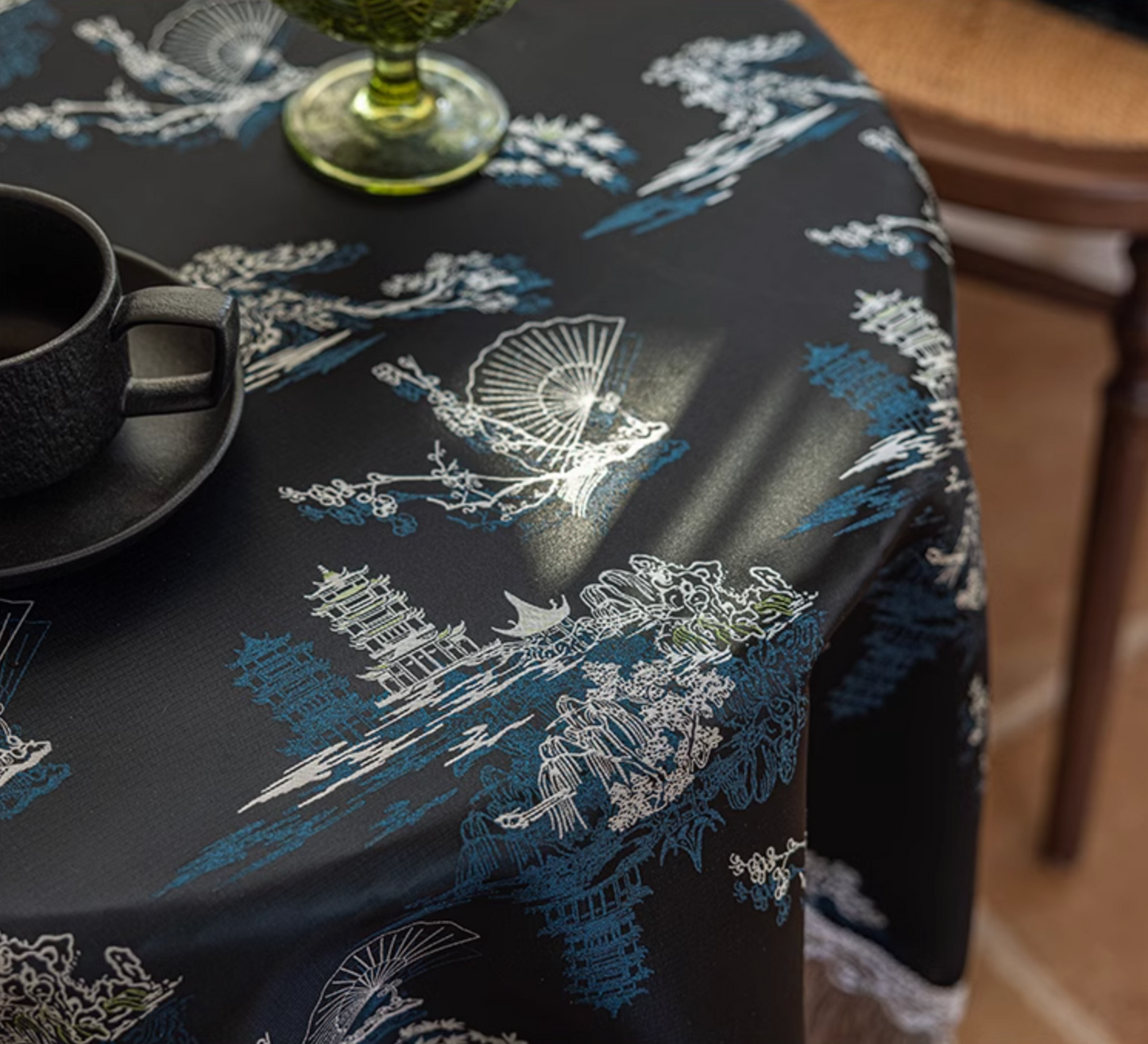 Nightfall Serenity Embroidery Table Cloth