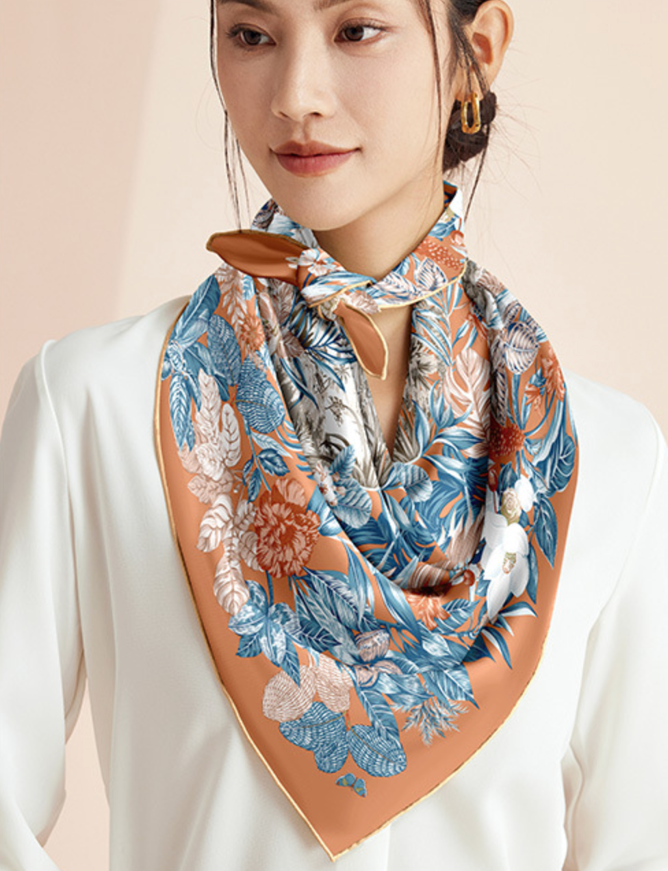 Golden Oasis Mulberry Silk Scarf (90cm)