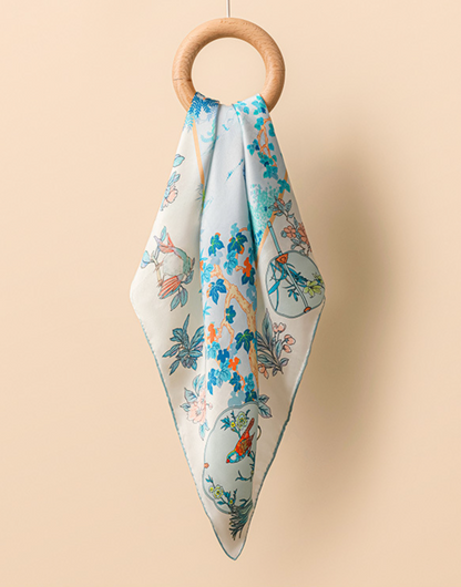 Azure Garden Reverie Mulberry Silk Scarf (60cm)