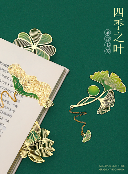 Four Seasons Bookmark Gift Set (Green Tassel)