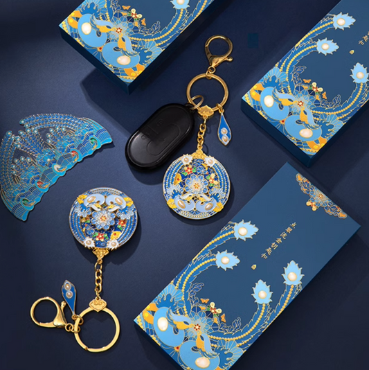 Enamel Kingfisher Keychain Gift Set