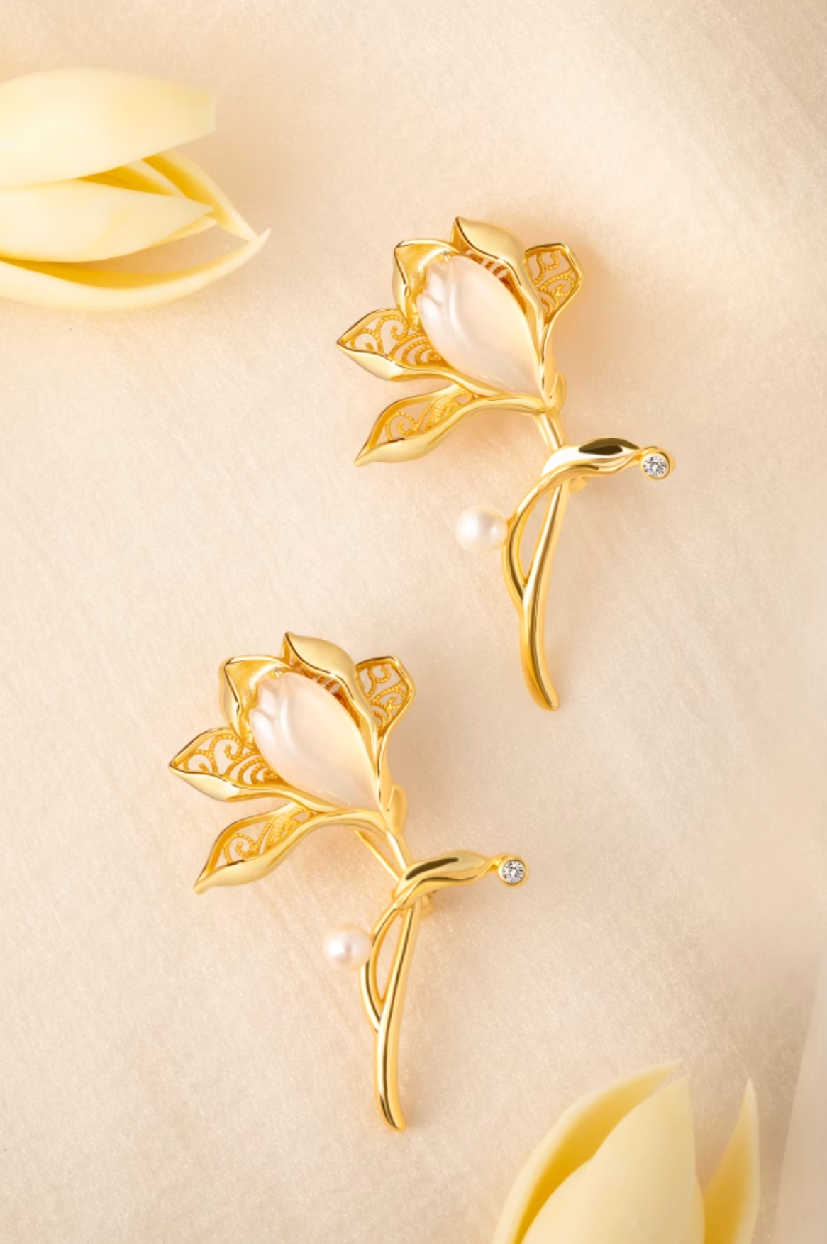 Yu Lan Magnolia Artwork Brooch Gift Set
