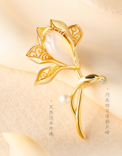 Yu Lan Magnolia Artwork Brooch Gift Set