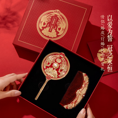 Phoenix Crown Mirror & Comb Gift Set