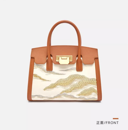 Mountain Mist Art Top Handle Clasp Tote Bag