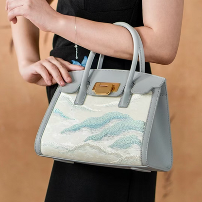 Mountain Mist Art Top Handle Clasp Tote Bag