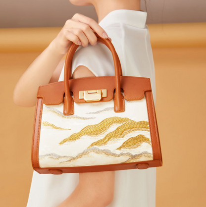 Mountain Mist Art Top Handle Clasp Tote Bag