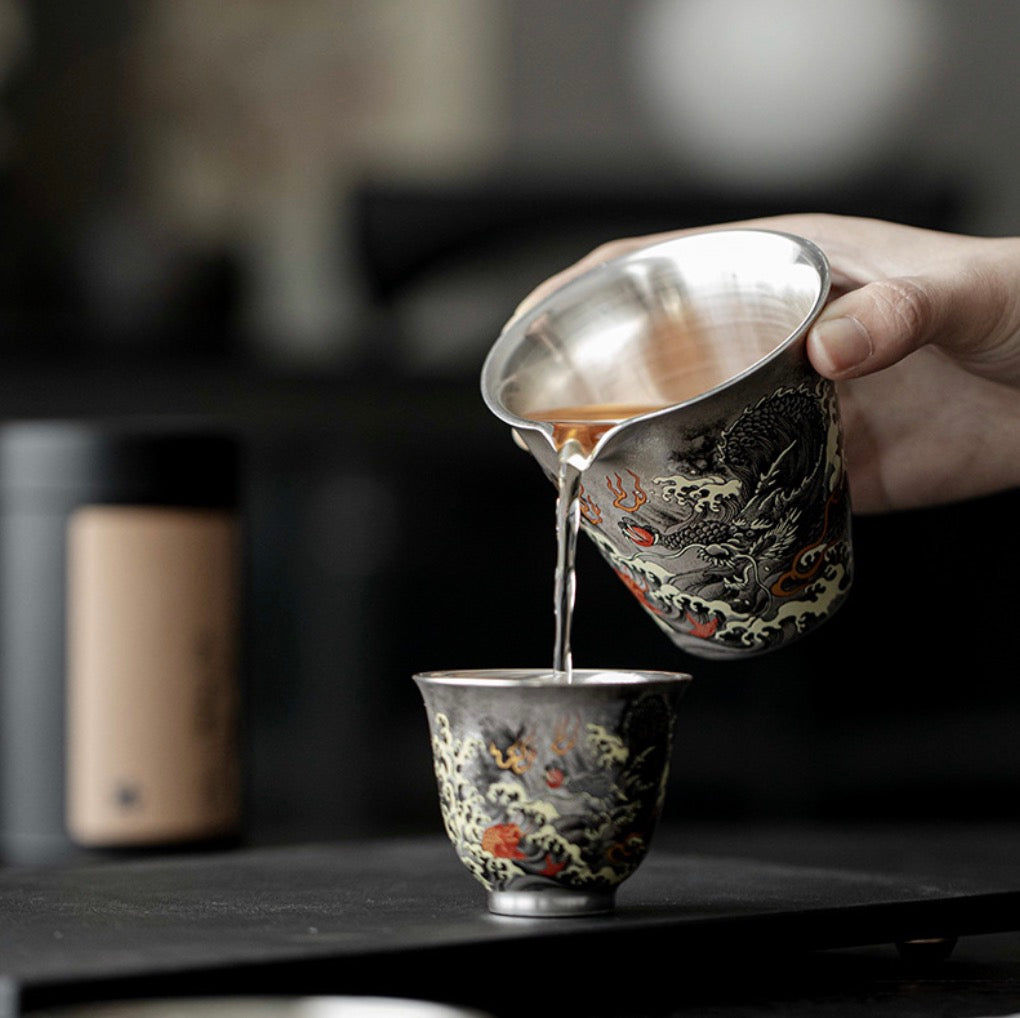 999 Sterling Silver Dragon Faircup