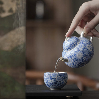 999 Sterling Silver Ceramic Tea Cup