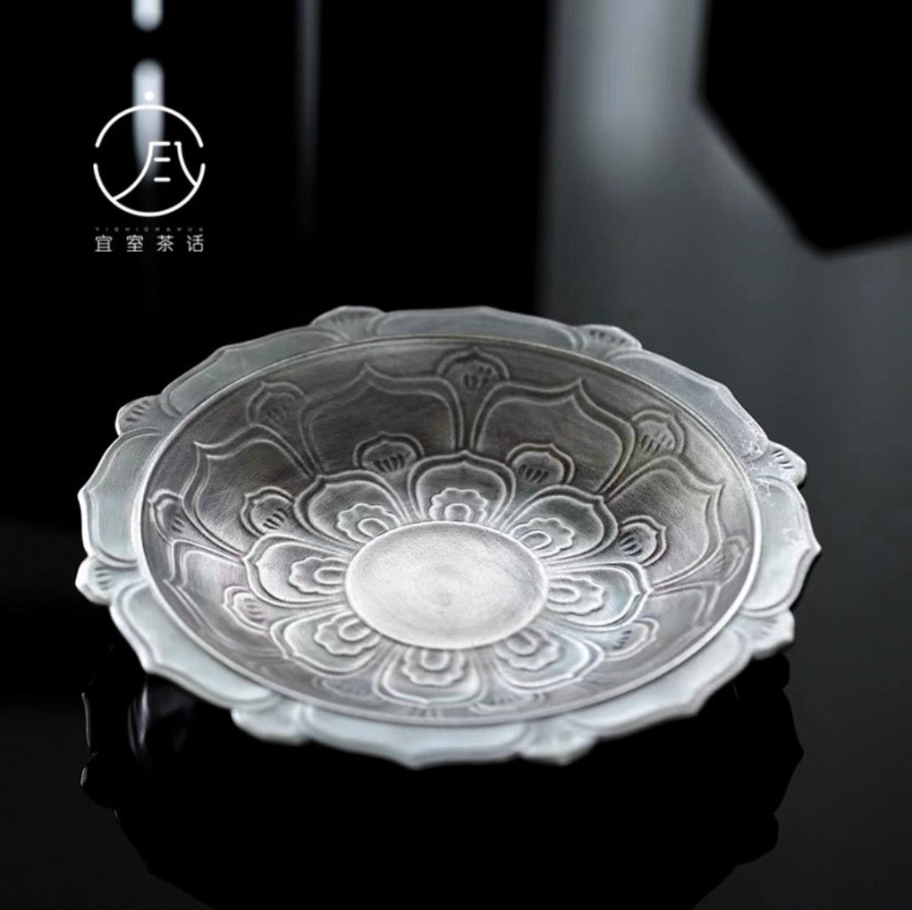 999 Sterling Silver Dragon Tea Bowl Set