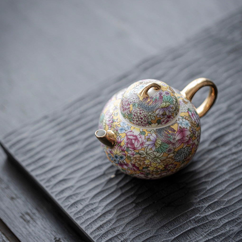 999 Sterling Silver Thousand Flowers Tea Pot