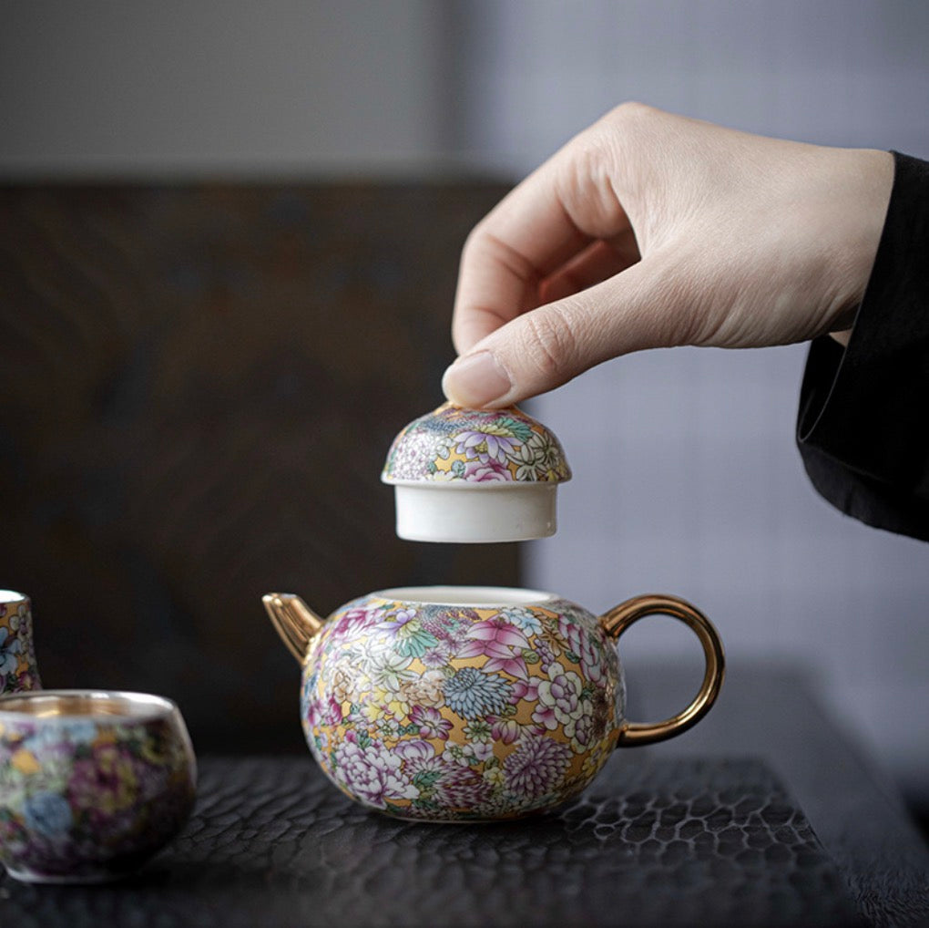 999 Sterling Silver Thousand Flowers Tea Pot