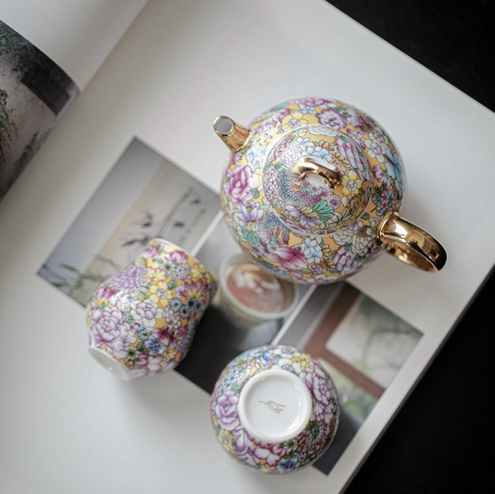 999 Sterling Silver Thousand Flowers Tea Pot