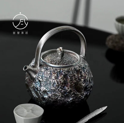 999 Sterling Silver Ceramic Handle Tea Pot