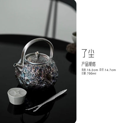 999 Sterling Silver Ceramic Handle Tea Pot