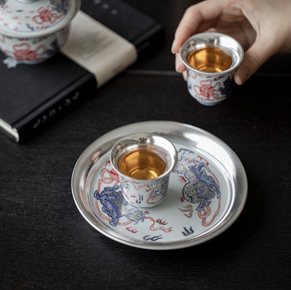 999 Sterling Silver Lion Tea Pot Holder