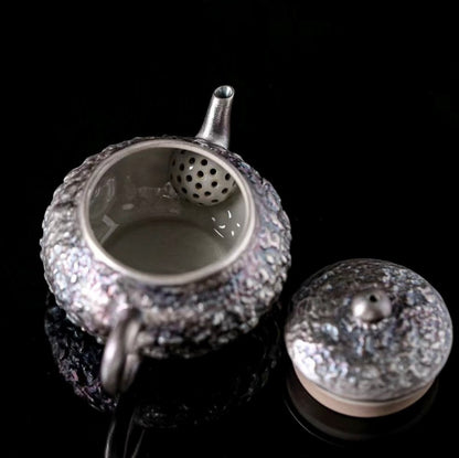 999 Sterling Silver Stone Tea Pot