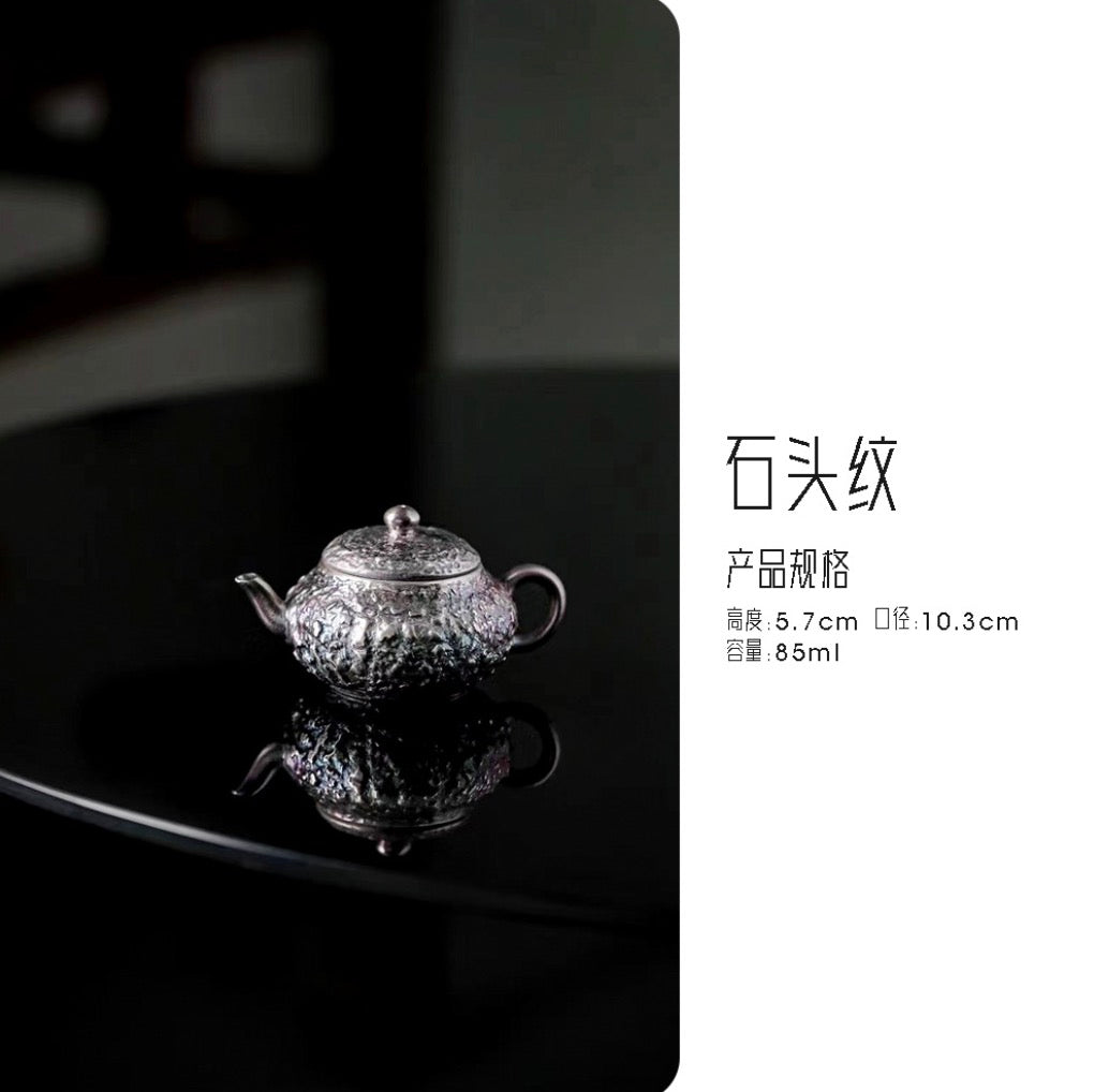 999 Sterling Silver Stone Tea Pot