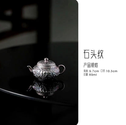 999 Sterling Silver Stone Tea Pot