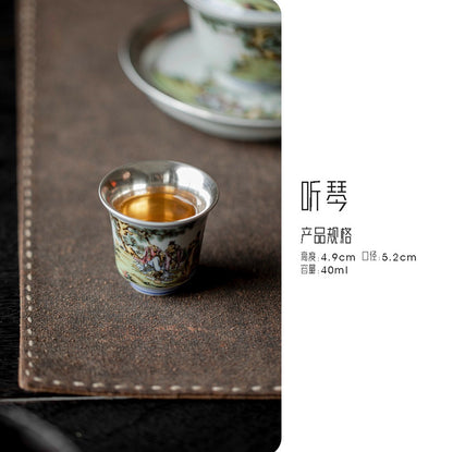 999 Sterling Silver Qín Melody Tea Cup