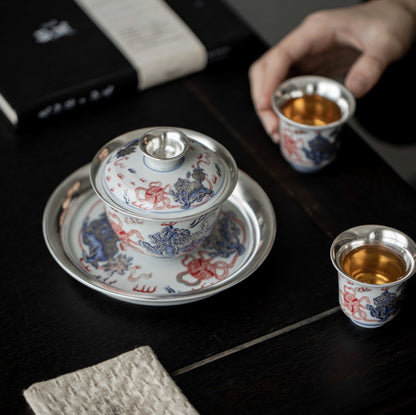 999 Sterling Silver Lion Tea Pot