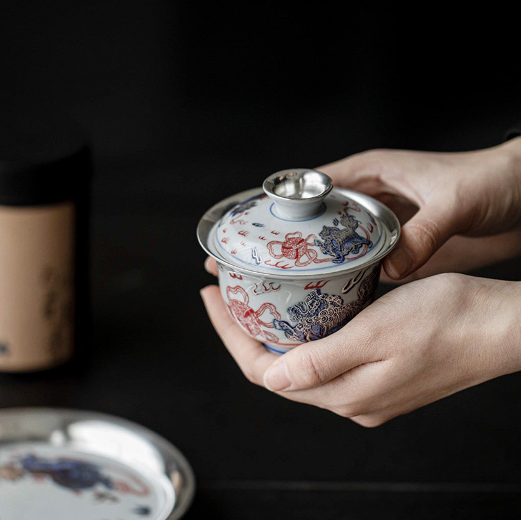 999 Sterling Silver Lion Tea Pot