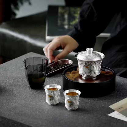 999 Sterling Silver Persimmon Tea Pot