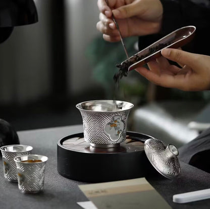 999 Sterling Silver Persimmon Tea Pot