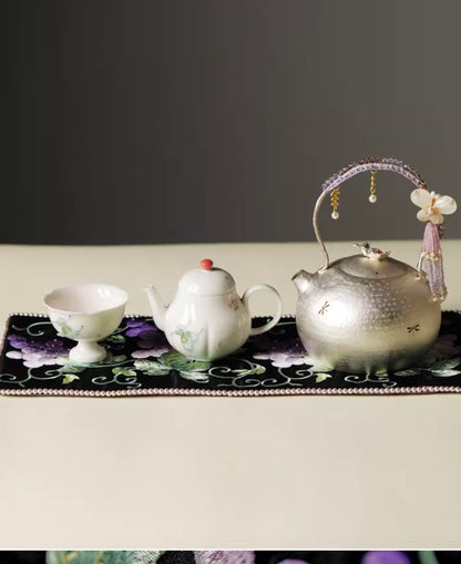 Gilded Vine Embroidered Tea Mat
