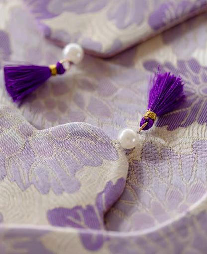 Purple Bloom Brocade Tea Mat Set