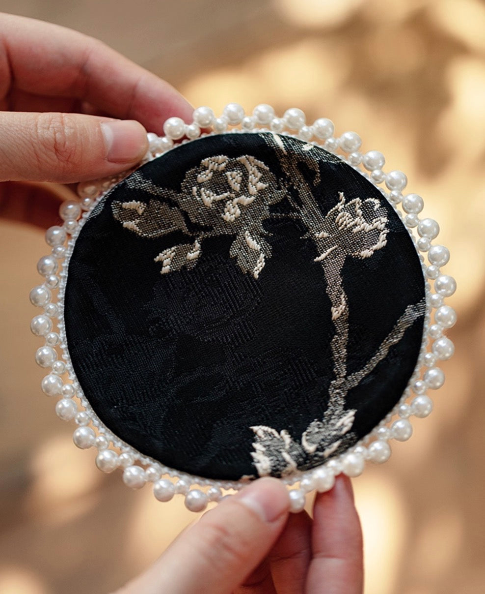 Pearl-Trimmed Brocade Coaster