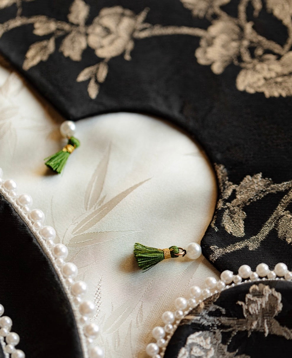 Pearl-Trimmed Brocade Coaster