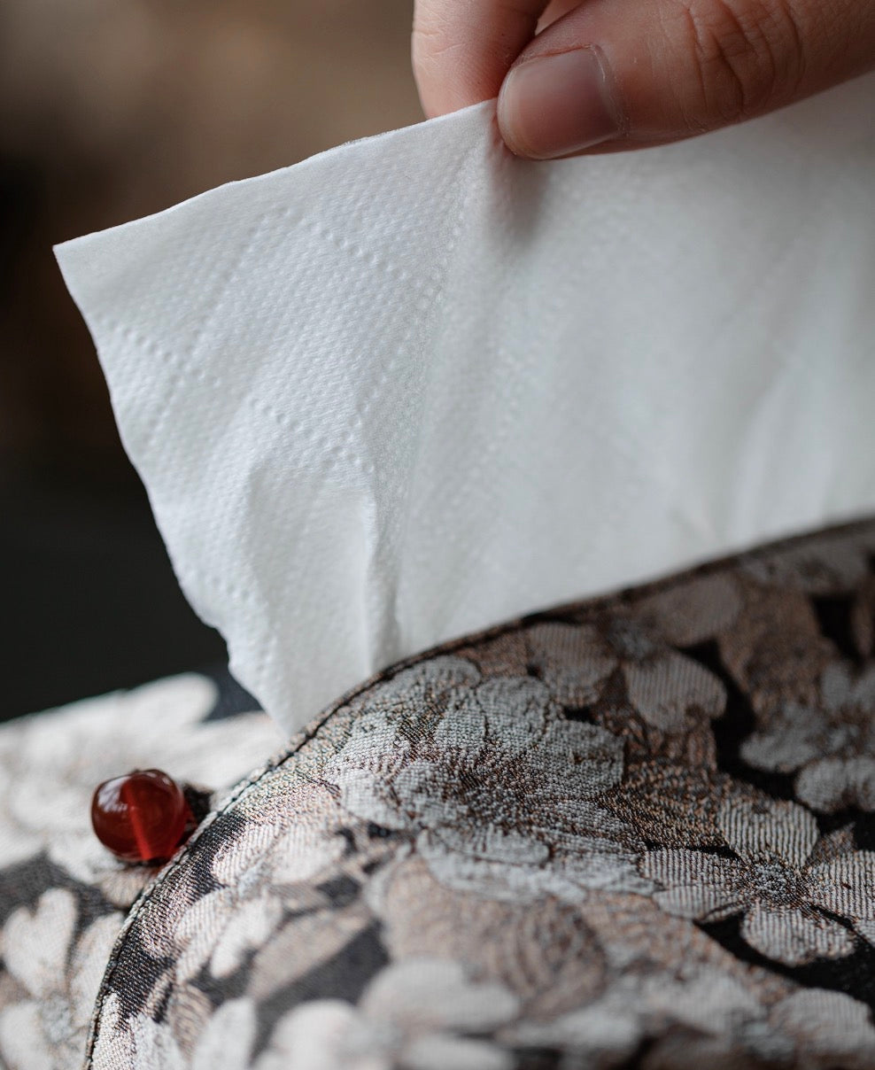 Floral Reverie Brocade Tissue Box Cover