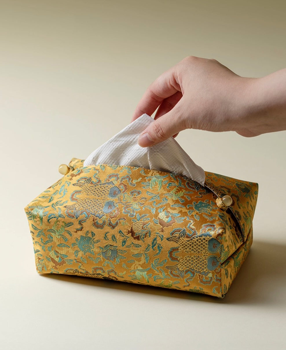 Golden Carp Brocade Tissue Holder